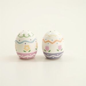 Cracker Barrel Easter Egg Ceramic Salt & Pepper Shakers - Pastel Floral